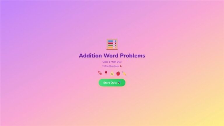 Addition word problems quiz – Ishkol activity thumbnail